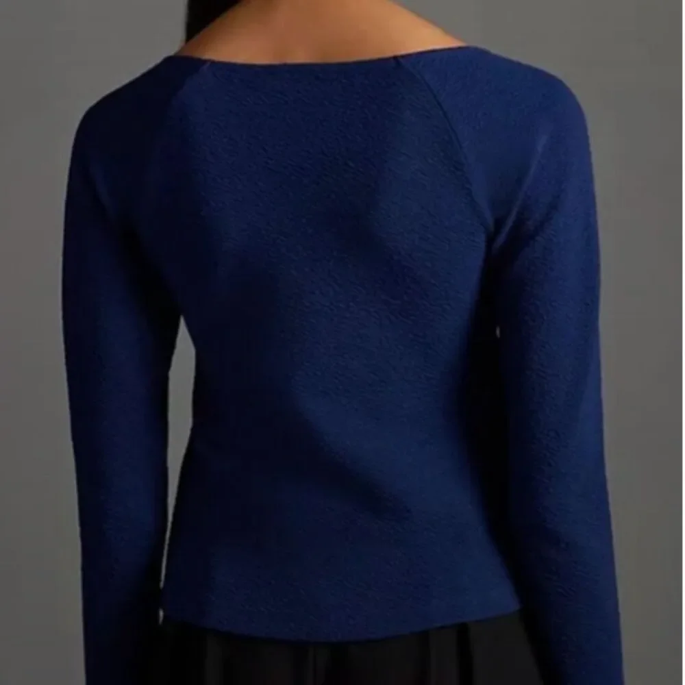 Anthropologie Maeve Navy Blue Knit Top Size XS